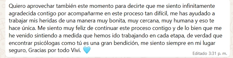 Testimonio 9 sobre el acompañamiento psicológico